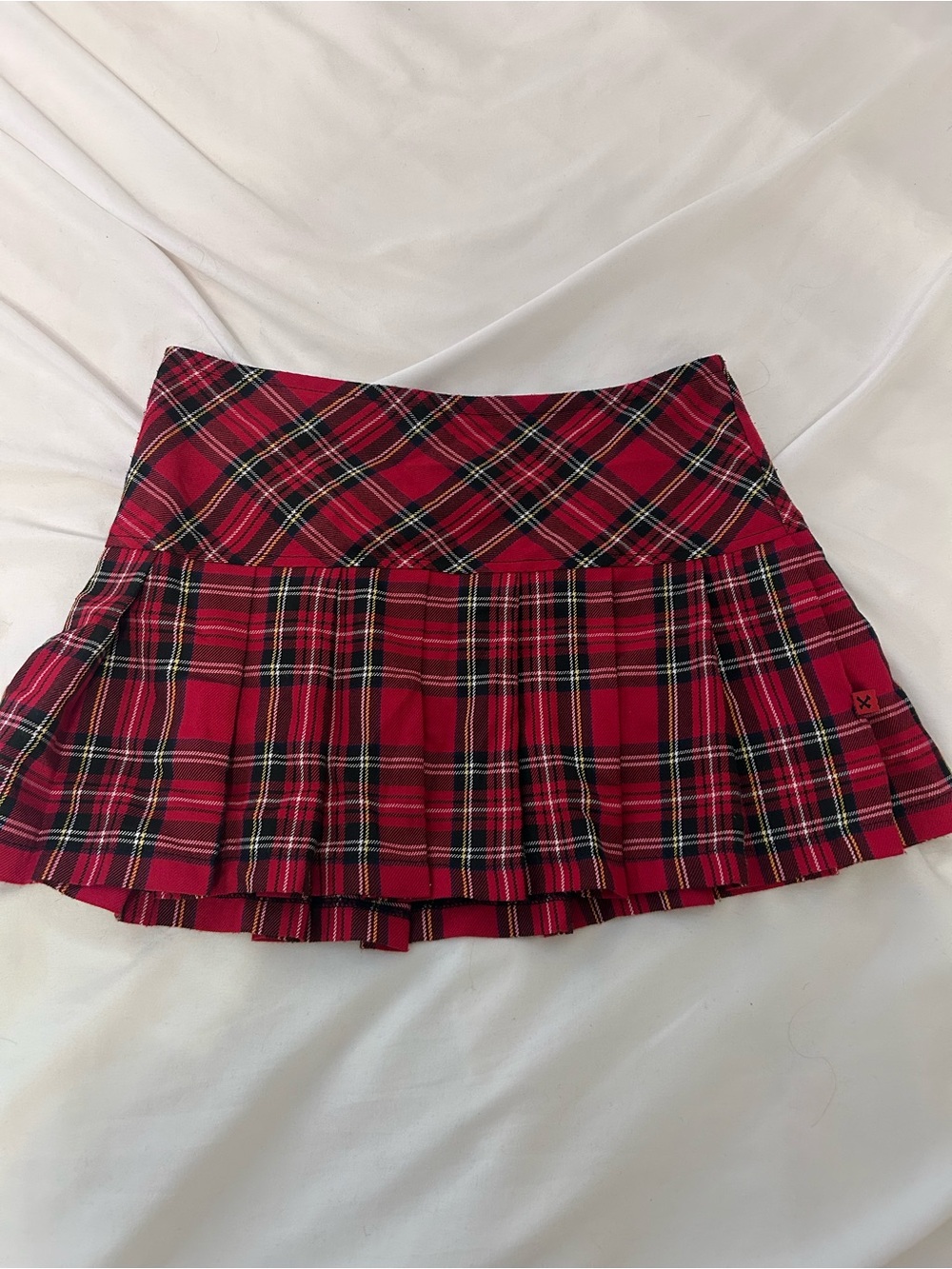 Tripp nyc Red Black Plaid Pleated Mini Skirt